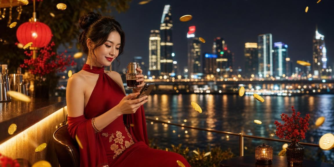 Người dùng chơi bài trực tuyến tại Hà Nội với điện thoại Android và cà phê buổi sáng