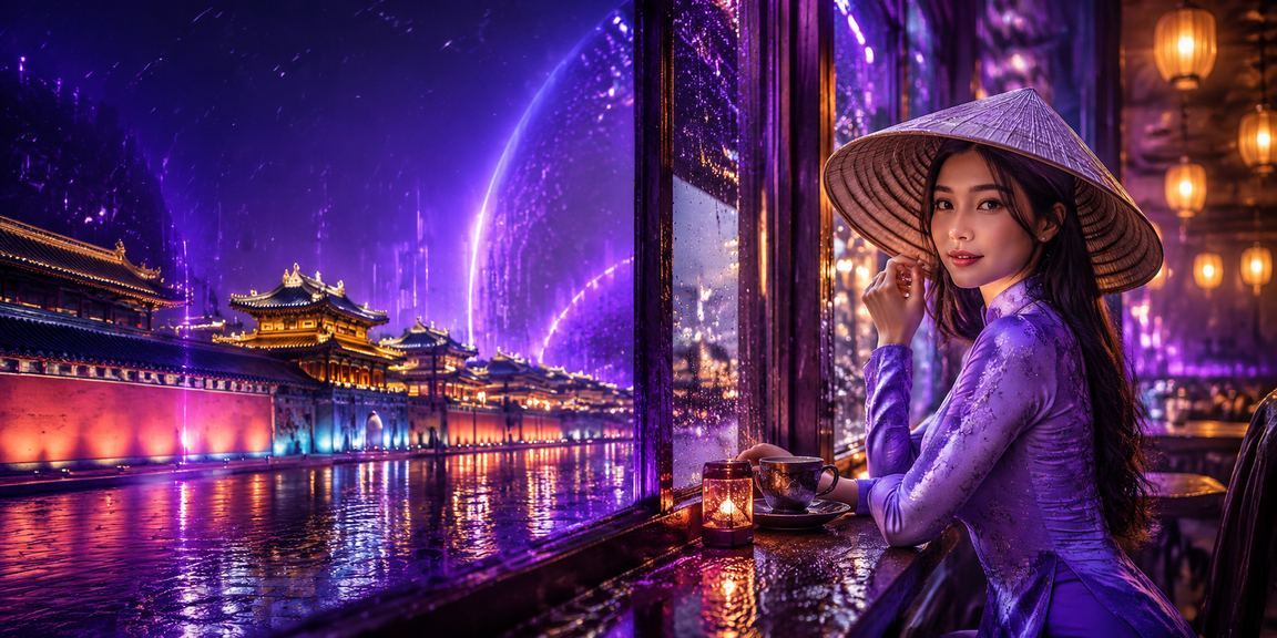 Người phụ nữ đội nón lá tại Huế trong không khí thư thái và cân bằng cuộc sống