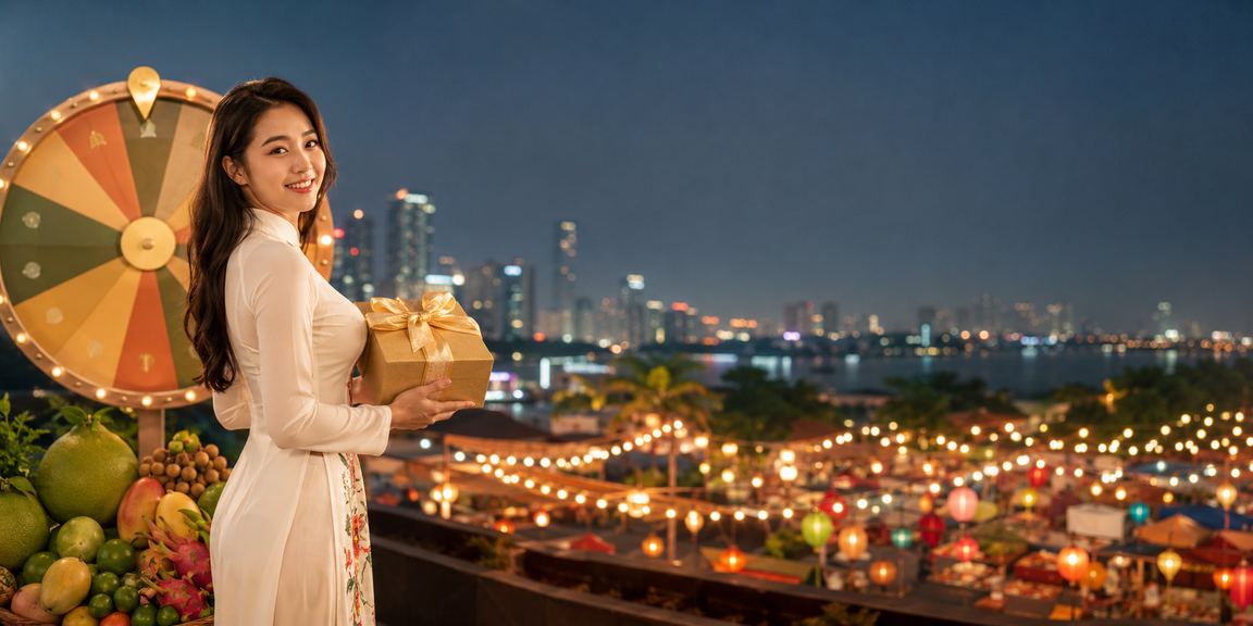 Không khí chợ đêm Mekong sôi động với các trò chơi may mắn và bốc thăm trúng thưởng