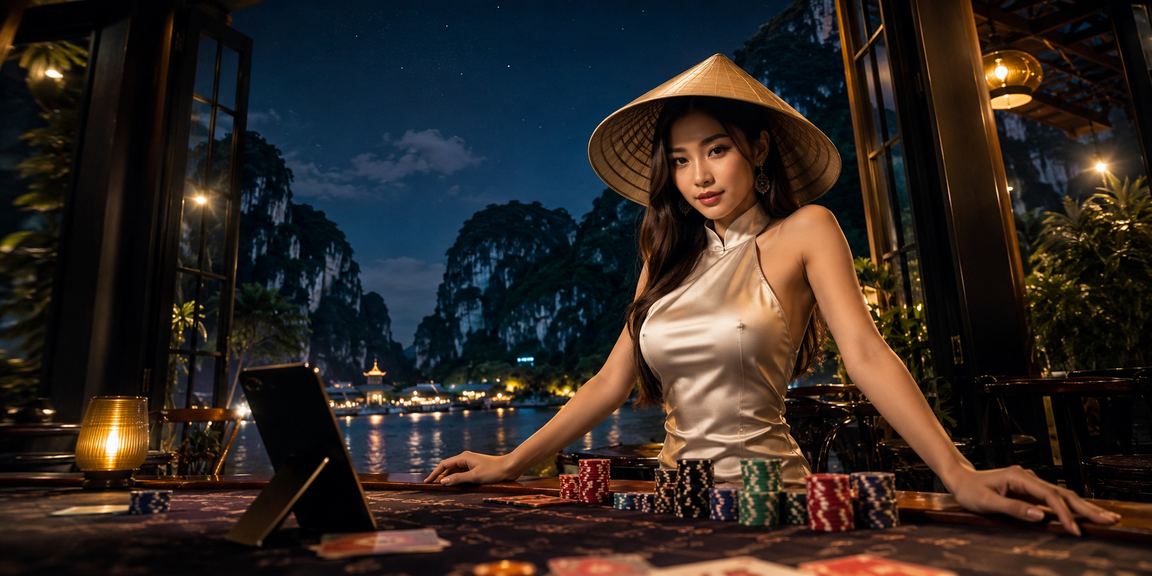 Khung cảnh Ninh Bình với nón lá truyền thống và không khí giải trí cá cược trực tuyến